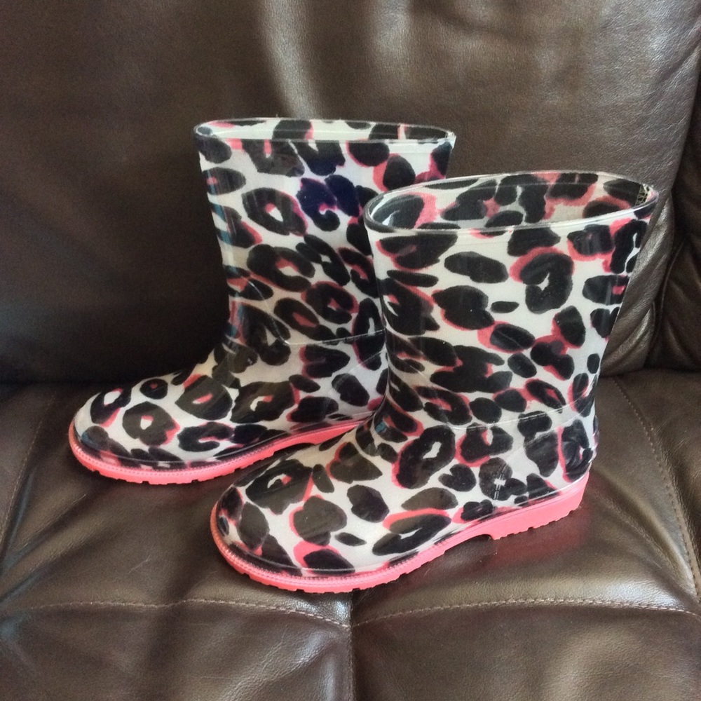 Gymboree Girls Pink Leopard Print Rain Boots Size1